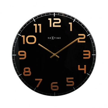Zegar ścienny 30 cm Nextime Classy czarno-miedziany