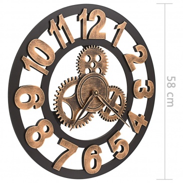 Zegar ścienny metalowy 58 cm złoto-czarny