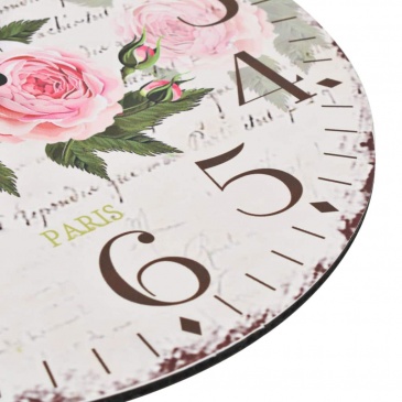 Zegar ścienny w stylu vintage, kwiat, 30 cm