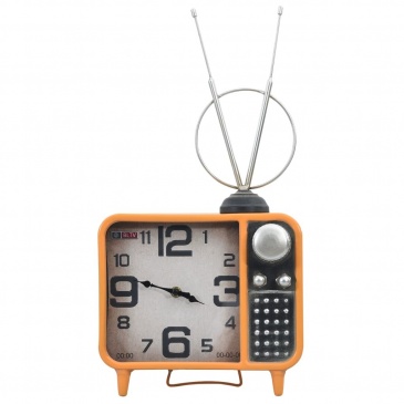 Zegar stołowy, pomarańczowo-czarny, 25x11x48 cm, żelazo i MDF