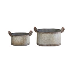 Zestaw 2 doniczek TULIPE Metal 31/41 cm Szary