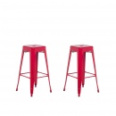 Zestaw 2 krzeseł barowych czerwone wysokość 76 cm Faggio BLmeble