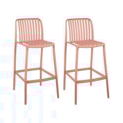 Zestaw 2 krzeseł barowych ARICCIA 2 w 1 Materiał syntetyczny Jasnoczerwony