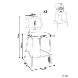Zestaw 2 krzeseł barowych DUETTE  Błękitny