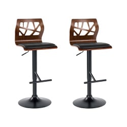 Zestaw 2 krzeseł barowych PETERSBURG Ekoskóra Obrotowy Czarny