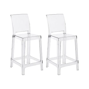 Zestaw 2 krzeseł barowych WELLINGTON Przezroczysty