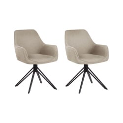 Zestaw 2 krzeseł do jadalni Obrotowy JODAR Beżowoszary