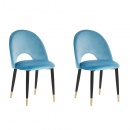 Zestaw 2 krzeseł do jadalni welurowy niebieski MAGALIA
