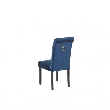 Zestaw 2 krzeseł do jadalni z pierścieniem welur niebieski VELVA II