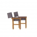 Zestaw 2 krzeseł ogrodowych akacjowych jasne drewno z szarym CINE