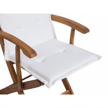 Zestaw 2 krzeseł ogrodowych drewniany z jasnobeżowymi poduszkami MAUI