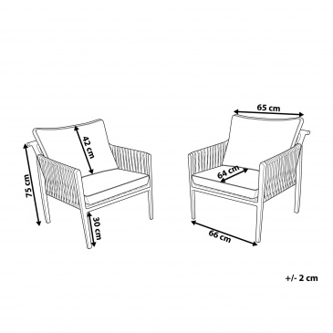 Zestaw 2 krzeseł ogrodowych szary LATINA