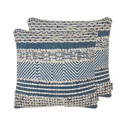 Zestaw 2 poduszek dekoracyjnych DEWBERRY Bawełna 45 x 45 cm Niebieski Wzór geometryczny