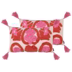 Zestaw 2 poduszek dekoracyjnych FRAKSINUS Bawełna 30 x 50 cm Różowy Wzór geometryczny