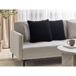 Zestaw 2 poduszek dekoracyjnych RAKYA Sztuczne futro 45 x 45 cm Czarny W paski