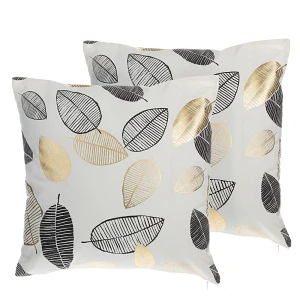Zestaw 2 poduszek dekoracyjnych w liście 45 x 45 cm biały LOTUS Zestaw 2 poduszek dekoracyjnych w liście 45 x 45 cm biały LOTUS