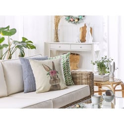 Zestaw 2 poduszek dekoracyjnych z motywem królika 45 x 45 cm szarobeżowy TULIPA