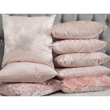 Zestaw 2 poduszek dekoracyjnych z motywem pióra 45 x 45 cm różowy SILENE