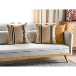 Zestaw 2 poduszek w paski desalix juta 45 x 45 cm beżowy