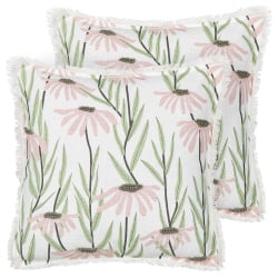 Zestaw 2 poduszek wzór kwiatowy gynura bawełna 45 x 45 cm kolorowy