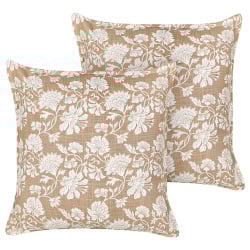 Zestaw 2 poduszek wzór kwiatowy notelea bawełna 45 x 45 cm beżowy