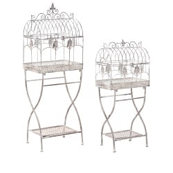 Zestaw 2 regałów z półkami SICILY Metal 43/37 cm 30/27 cm Szary