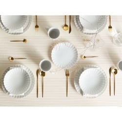 Zestaw 4 głębokich talerzy NETTLE Kamionka Złamana biel