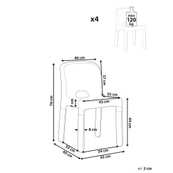 Zestaw 4 krzeseł ogrodowych BETIM Koralowy Zestaw 4 krzeseł ogrodowych BETIM Koralowy