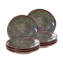 Zestaw 8 małych talerzy THYME Kamionka Ciemnozielony Zestaw 8 małych talerzy THYME Kamionka Ciemnozielony