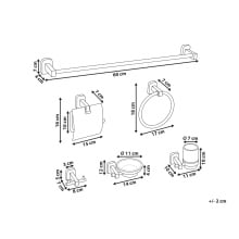 Zestaw akcesoriów toaletowych 6 elementów POCONE Z uchwytami i haczykami na ręczniki Czarny