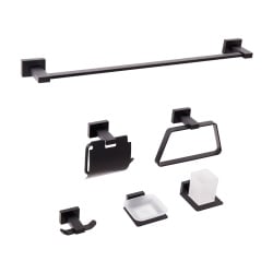 Zestaw akcesoriów toaletowych 6 elementów RIOHACHA Z uchwytami i haczykami na ręczniki Czarny