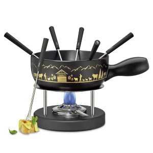 Zestaw do fondue, dla 6 os., 10 el., ceramika/metal, 2,0 l, śred. 22 cm