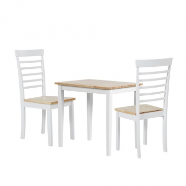 Zestaw do jadalni stół i 2 krzesła jasne drewno z białym BATTERSBY