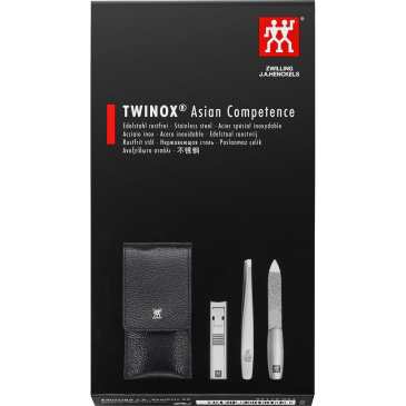 Zestaw do manicure Zwilling Twinox – czarne, skórzane etui, 3 elementy Czarny