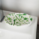 Zestaw łazienkowy ceramiczny biały dekor bambus 4 el.