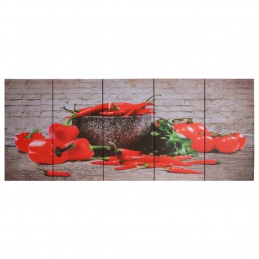 Zestaw obrazów z nadrukiem papryk, kolorowy, 150x60 cm