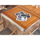 Zestaw ogrodowy stół drewniany eukaliptus i 8 krzeseł szarych GROSSETO