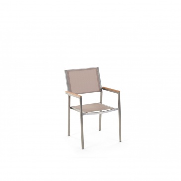 Zestaw ogrodowy szklany blat 180 cm 6-osobowy beżowe krzesła GROSSETO