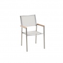 Zestaw ogrodowy szklany blat 180 cm 6-osobowy białe krzesła GROSSETO