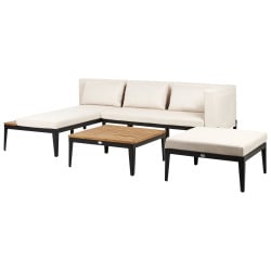 Zestaw ogrodowy ze stolikiem i otomaną dla 3 osób BRACCIANO Prawostronny Certyfikowane drewno akacjo