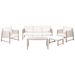 Zestaw ogrodowy ze stolikiem i otomaną dla 5 osób NOLA Metal Jasnobeżowy