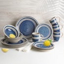 Zestaw serwis obiadowy ceramiczny talerz głęboki płaski deserowy kubek niebieski dla 4 osób 16 el.