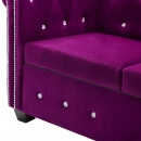 Zestaw sof w stylu Chesterfield, 2 szt., aksamit, fioletowe