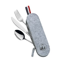 zestaw sztućców w etui, 3 el., 23,5 x 7,5 cm, szare